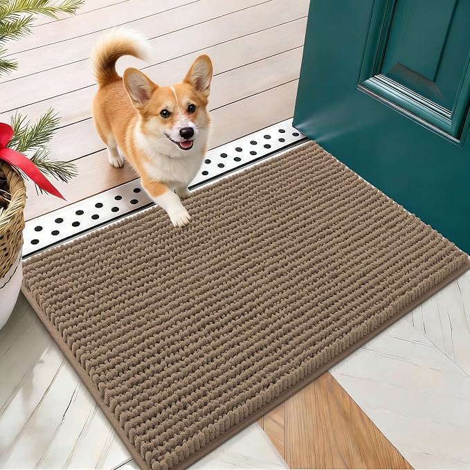 OLANLY Dog Door Mat for Muddy Paws 24x16, Ultra Absorbent Chenille Mud Doormat by OLANLY