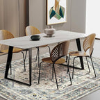 CHAMPLANT Area Rug 5'x7' Cyan Khaki Washable Vintage Traditional Floor Cover - Image 2