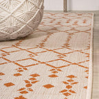 JONATHAN Y Moroccan Geometric Indoor Outdoor Square Area Rug 5X5 Cream/Orange - Image 6