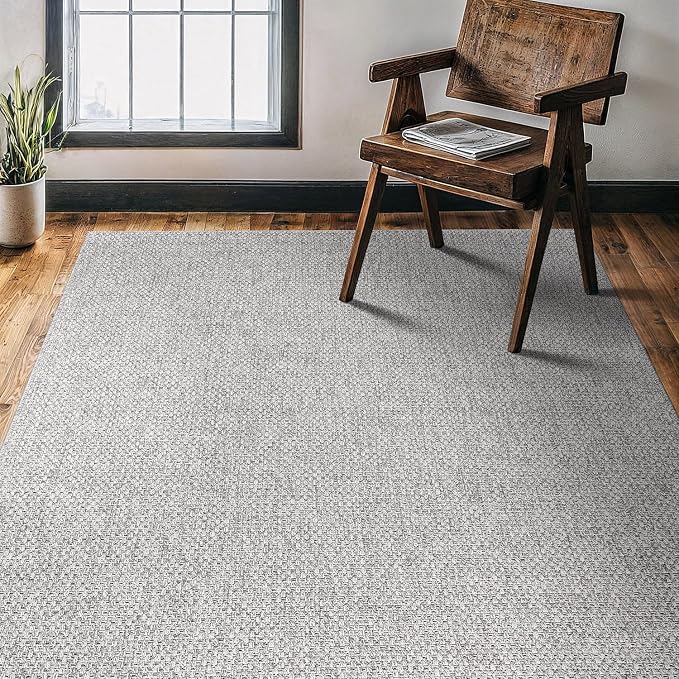 CAMILSON Easy Jute Rug 4x6, Indoor Outdoor Gray Color Farmhouse Area Rugs by CAMILSONIndoorOutdoorAreaRugs