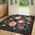 DUKINO 4x4 Square Area Rug, Floral Indoor Floor Washable Entryway Rug - Image 6
