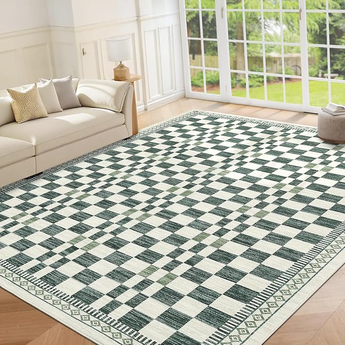 GarveeHome 5x7 Washable Rug for Living Room Contemporary Sage Green Geometric - Image 8