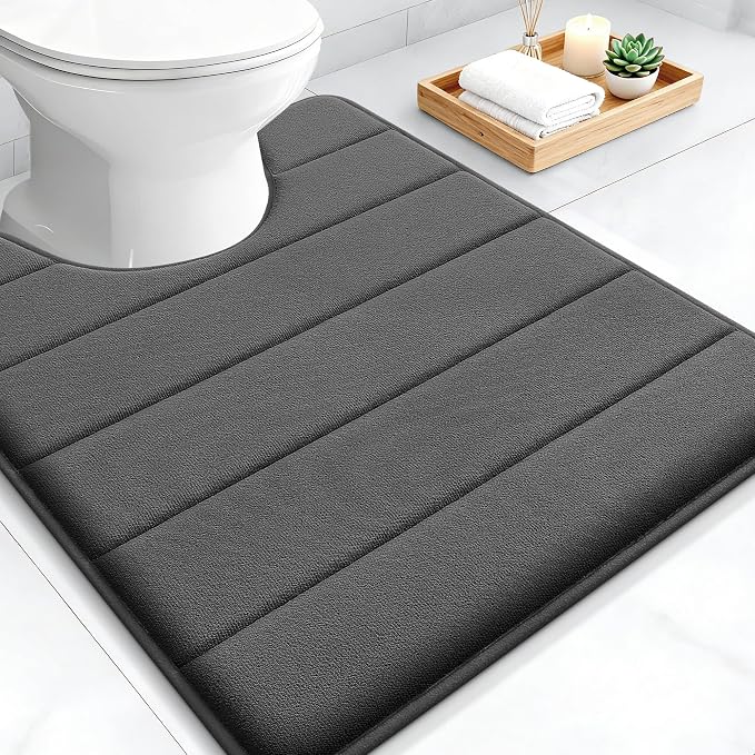 OLANLY Memory Foam Toilet Rugs U Shaped 24x20, Super Soft Absorbent Contour by OLANLY