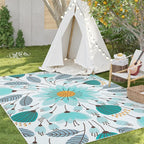 Lahome Floral Indoor Outdoor Rug, 5x8ft Non Slip Outdoor Patio Rug - Image 6