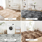 Litanika 5x8 Shag Area Rug for Living Room Bedroom, Tie-Dyed Beige High Pile - Image 7
