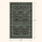 Dark Green 5x8 Dining Room Rug, Floral Washable Soft Non Slip Area Rugs - Image 2