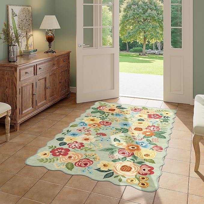 DUKINO 3x5 Area Rug, Floral Non-Slip Indoor Washable Rug - Image 9