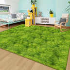 Tie Dyed Grass Green Shag Rug 6x9 Green Fluffy Area Rug Soft Plush Fuzzy Carpet - Image 6