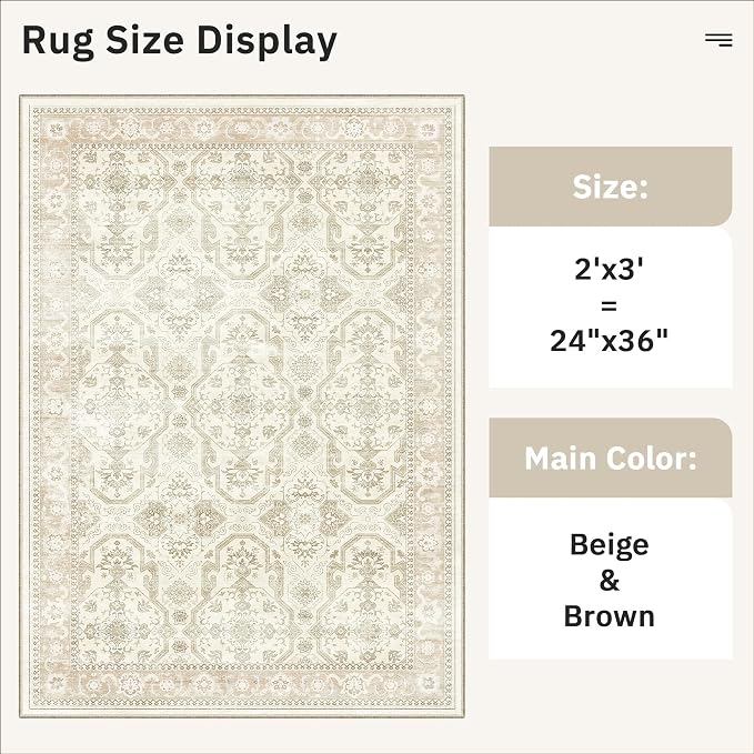 Soalmost 2x3 Washable Rugs for Kitchen, Powder Room Small Area Rug Non-Slip - Image 5