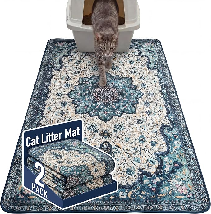 Hompet Cat Litter Mat 2 Pack, 36x60 Large Machine Washable Trapping Mats by Hompet