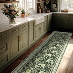 Olive Green Floral Print Area Rugs - Image 8