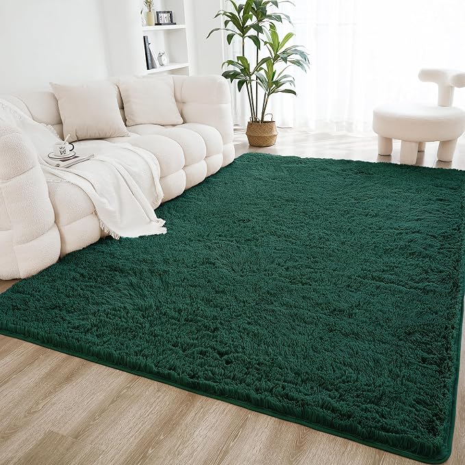 Litanika 9x12 Shag Area Rug for Living Room Bedroom, Emerald Dark Green High by Litanika