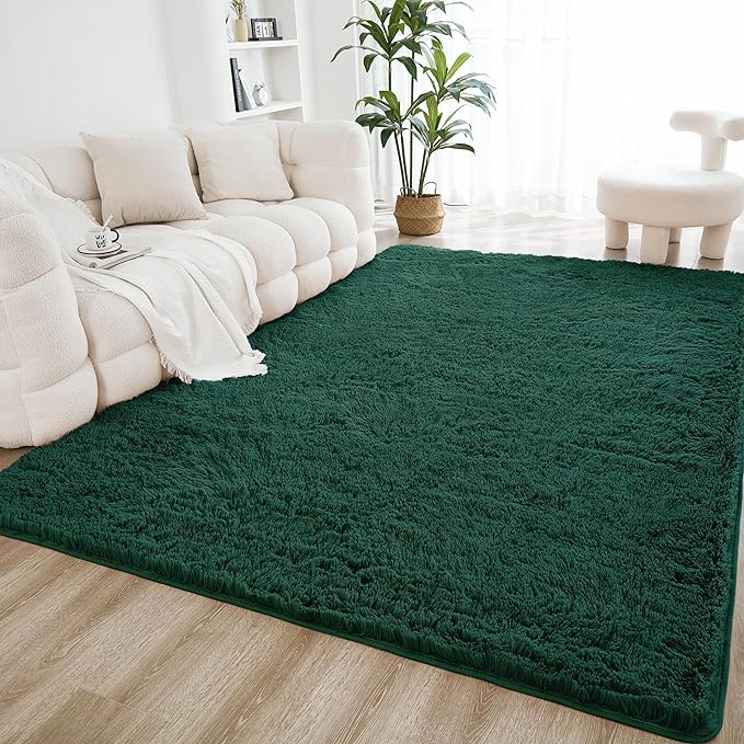 Litanika 5x8 Shag Area Rug for Living Room Bedroom, Emerald Dark Green High by Litanika