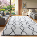 ONASAR Area Rugs for Bedroom Living Room, Fluffy 4x6 White and Grey Throw Rug by ONASAR