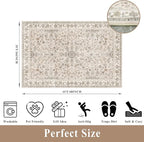 3x4 Entryway Rug Washable Non-Slip–Boho Floral Stain-Resistant Small Area Rug - Image 2