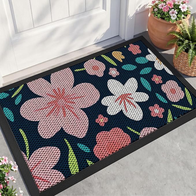 Front Door Mat, Heavy Duty Non-Slip Rubber Dirt Trapper, Quick-Dry Low-Profile by WELDUN