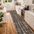 Non Slip Hallway Runner Rug 2.6x12, Modern Distressed Stripe, Washable Extra by TTelephant