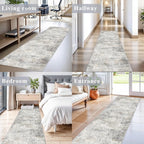 2x8 Washable Hallway Runner Rug – Non-Slip Modern Abstract Neutral Low-Pile - Image 4