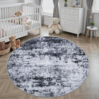 Round Area Rug for Living Room: 6 ft Washable Modern Abstract Soft Thin Rug - Image 4