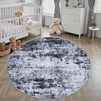 Round Area Rug for Living Room: 8 ft Washable Modern Abstract Soft Thin Rug - Image 4