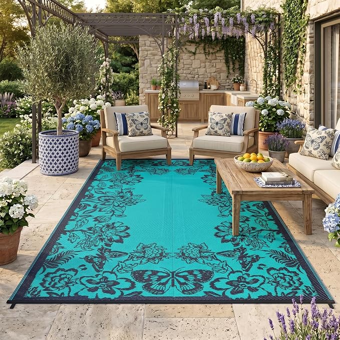 Garvee Outdoor Rugs 8’x10’ Waterproof Reversible Mats, Large Area Plastic Straw by Garvee