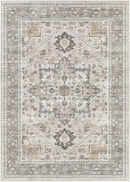 7x9 Vintage Area Rug: Washable Neutral Soft Non Slip Thin Large Floor Carpet - Image 9