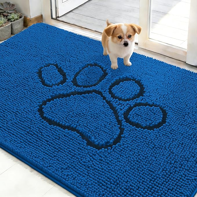 OLANLY Dog Door Mat for Muddy Paws 48x30, Paw Print Design, Absorbs Moisture by OLANLY