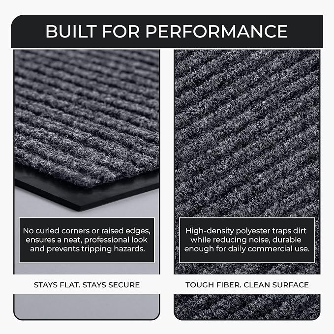 4 Pack Grey Commercial Door Mat 3'x6' Heavy Duty Industrial Floor Mat - Image 7