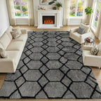 ONASAR Area Rugs for Bedroom Living Room, Fluffy 4x6 Grey and Black Bedside Rug - Image 7