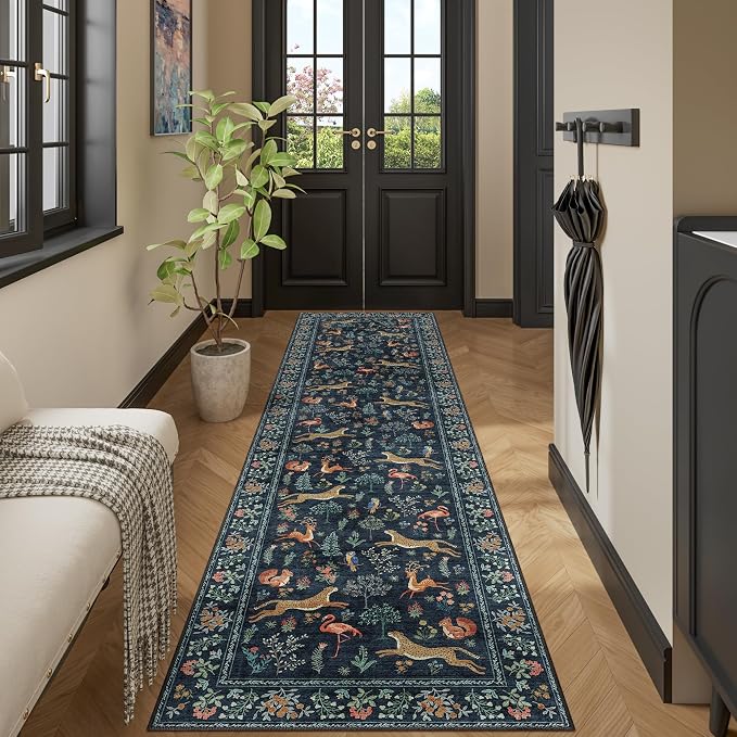 DUKINO Washable 2.6x10 Runner Rug, Non Slip Animal Print Runner Rug - Image 3