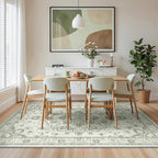 Madane 8x10 Area Rugs for Living Room, Machine Washable Vintage Green Rug - Image 3