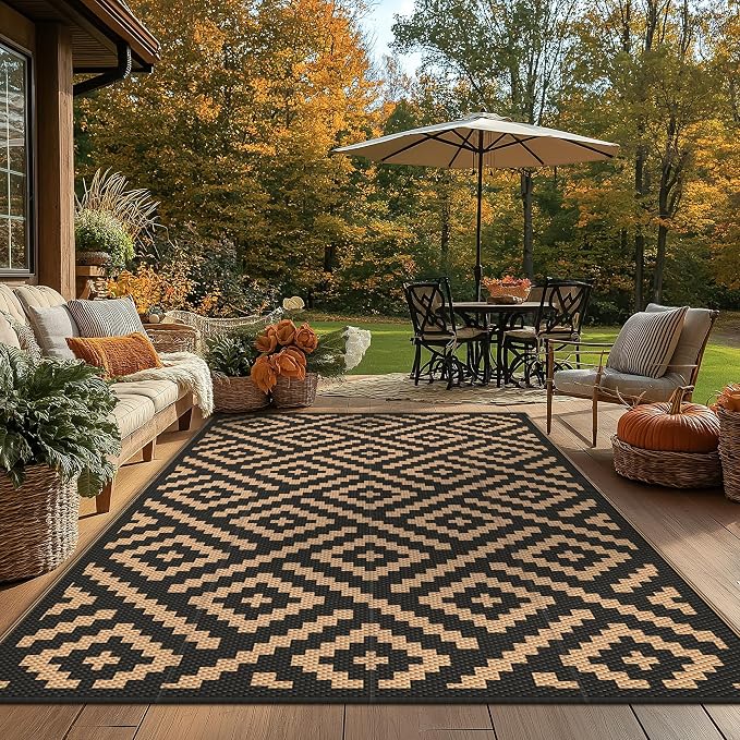 GENIMO Outdoor Rugs 8'x10' Waterproof, Reversible Mats, Area Plastic Straw Rug - Image 8