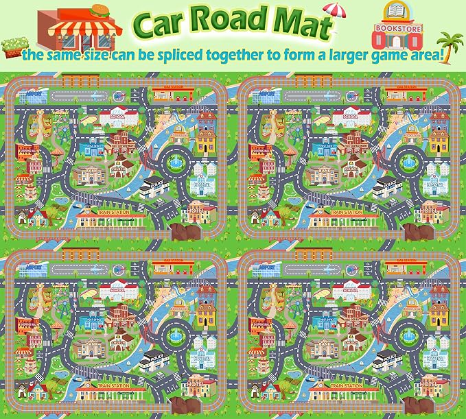 Car Rug Play Mat for Kids Toy Cars, Road Traffic Playmat for Kid Bedroom - Image 9