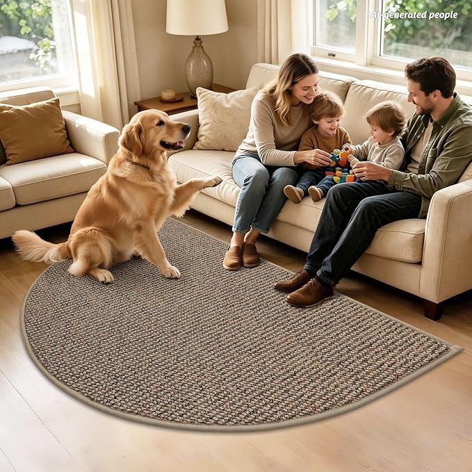 BEQHAUSE Dirt Trapper Door Mat 48" x 72" Half Circle Non Slip Washable Doormats - Image 3