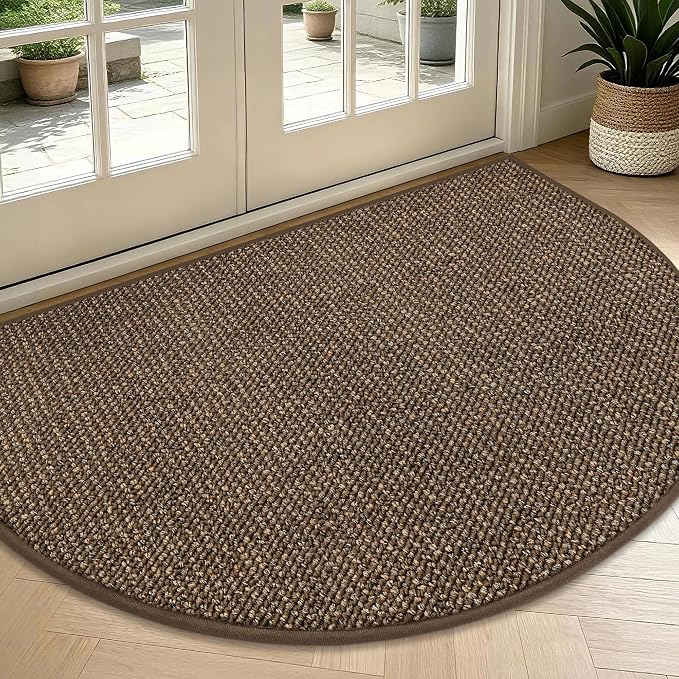 BEQHAUSE Dirt Trapper Door Mat 36" x 60" Half Circle Non Slip Washable Doormats by BEQHAUSE