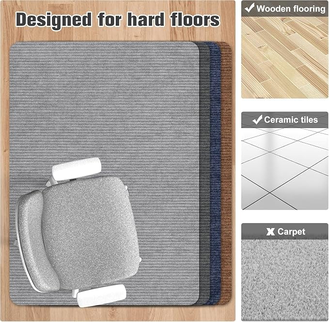 Placoot Desk Chair Mat for Hardwood Floor Corduroy Surface 1/6" Thick 55"x35" - Image 4