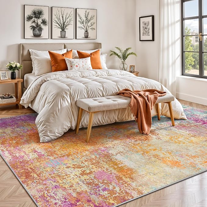 5x7 Area Rugs, Abstract Modern Ultra Soft Washable Rug, Non Slip Carpet - Image 3