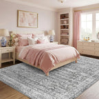 Latte&Fog Grey Area Rugs 8x10 for Bedroom, Washeble Vintage Rugs for Living Room - Image 4