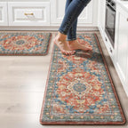 Boho Kitchen Mats for Floor 2 Piece Set Anti Fatigue Cushioned PVC Kitchen Rugs by tubeamin