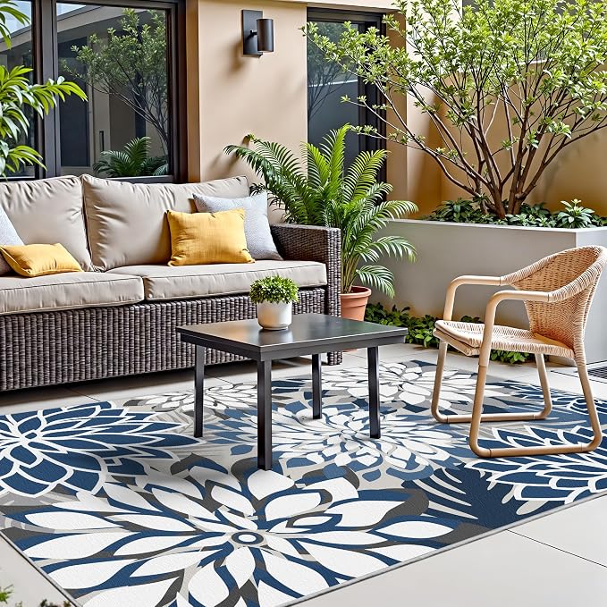 3x5 Washable Rug for Living Room Tropical Botanical Modern Floral Chenille Area - Image 3