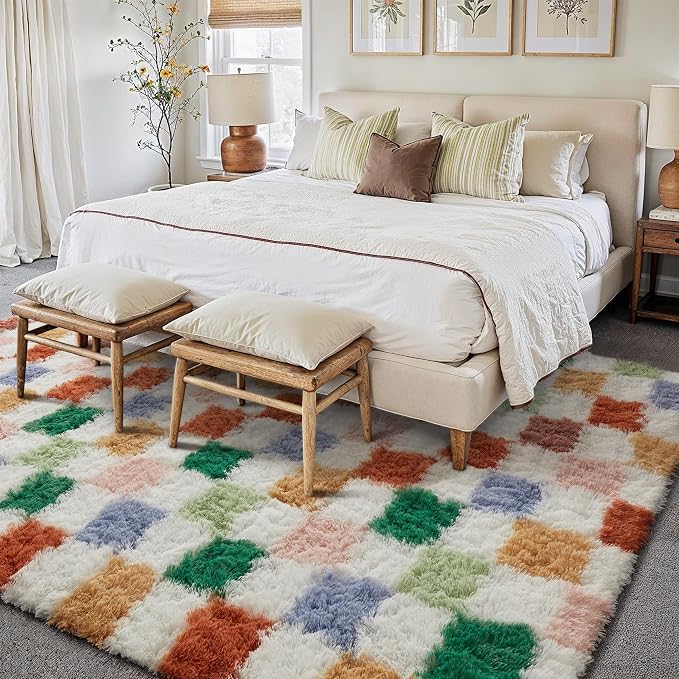 PureCozy 8'x10'+2'x6 Colorful Shag Rug Set of 2 - Image 4