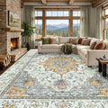 RELEANY Area Rugs Large 9'x12' Washable Non-Slip, Floral Vintage Distress by RELEANY