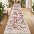 DUKINO 3x12 Washable Runner Rug, Non Slip Soft Floral Hallway Runner Rug by DUKINO