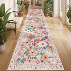 DUKINO 3x12 Washable Runner Rug, Non Slip Soft Floral Hallway Runner Rug by DUKINO
