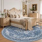 Round Area Rug for Living Room: 4 ft Washable Vintage Boho Soft Thin Circle Rug - Image 4