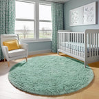 ONASAR Sage Green Round Area Rug 4ft, Fluffy Soft Bedroom Circle Rugs - Image 7