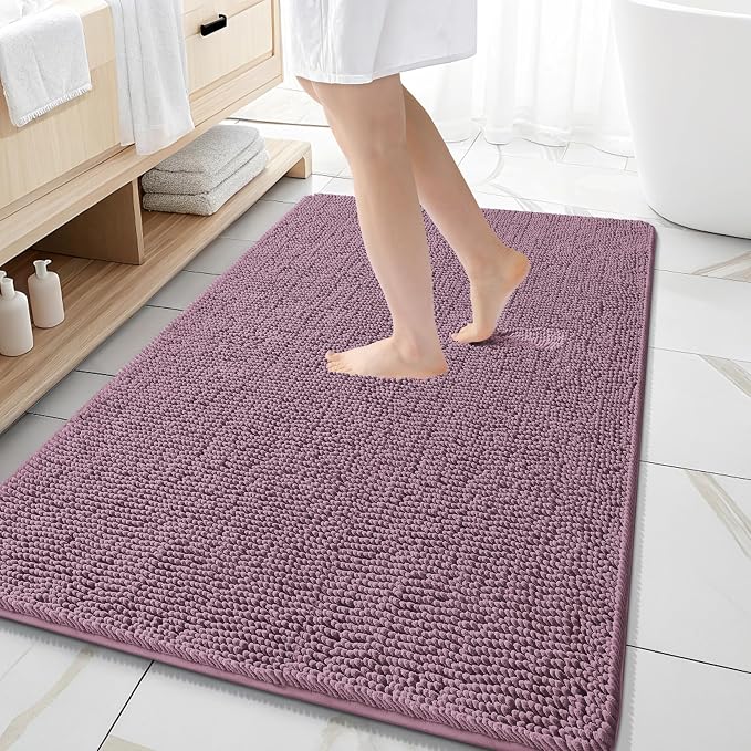OLANLY Large Bathroom Rugs 59x35, Extra Soft Absorbent Chenille Bath Rugs by OLANLY