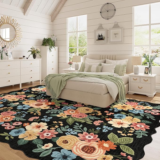 DUKINO 8x10 Area Rug, Floral Washable Rugs - Image 3