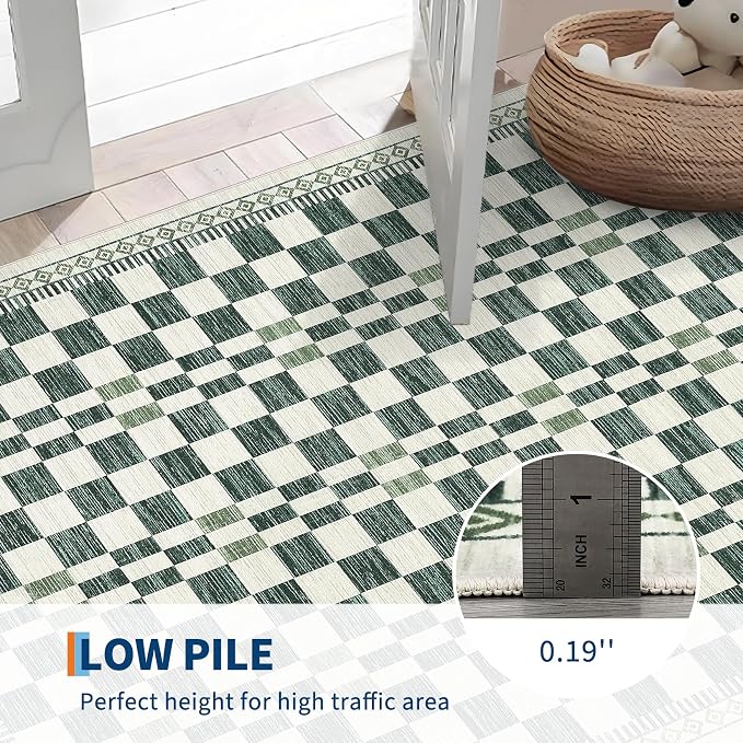 GarveeHome 2x6 Runner Rug for Bathroom Modern Abstract Checkered Carpet - Image 5