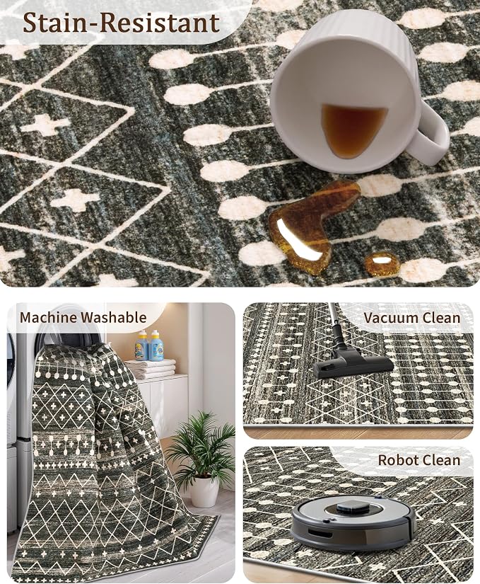 Miukiki 10x14 Area Rugs for Living Room Moroccan Washable Rugs Non Slip Indoor - Image 4